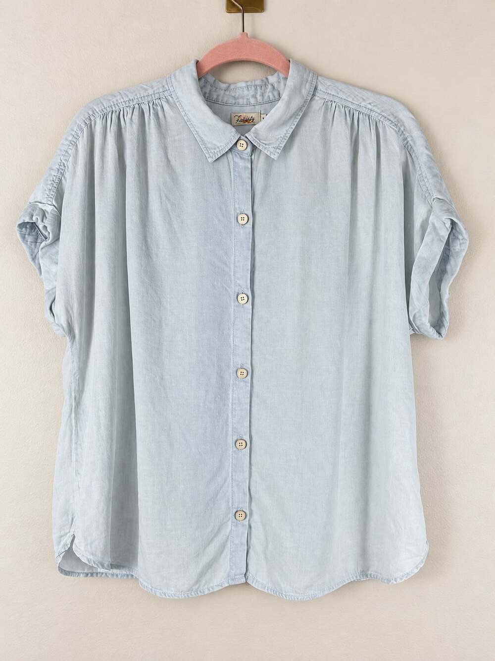 Faherty Breeze Short Sleeve Shirt Blue Button-Up Top